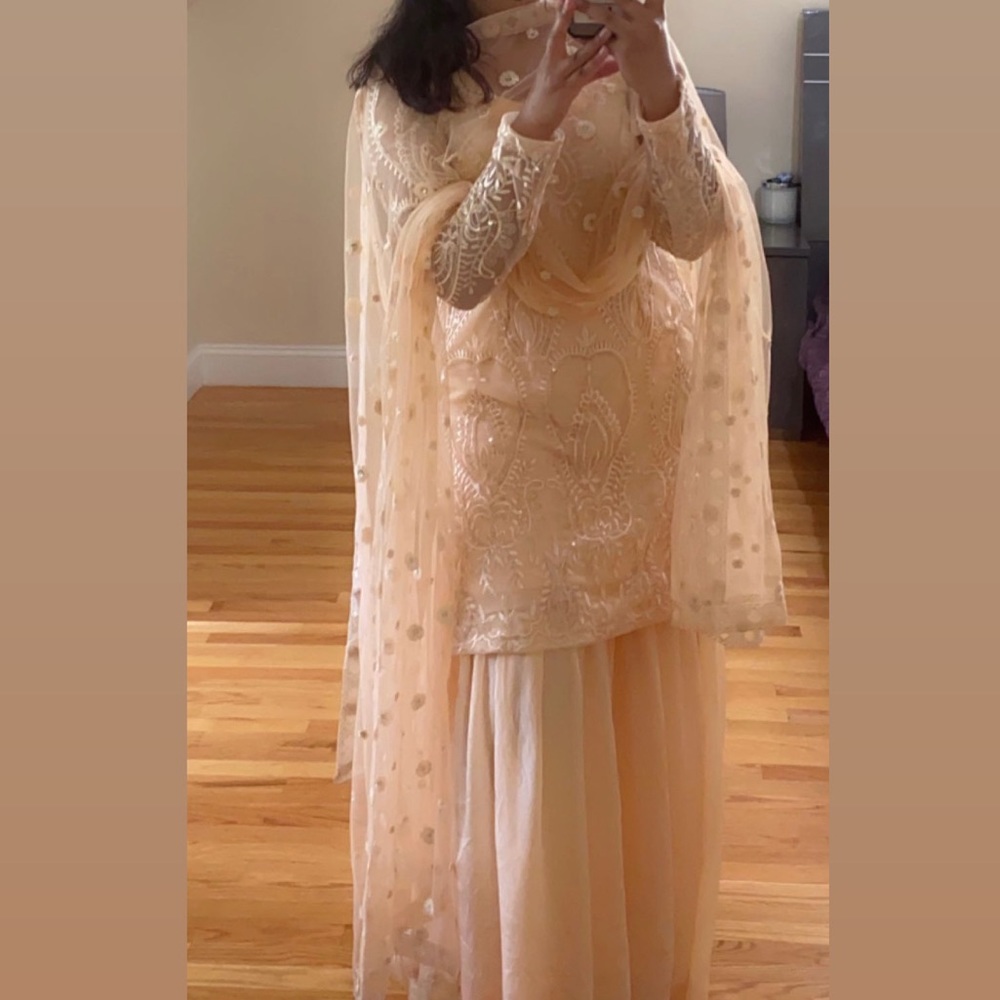 Light Peach Sharara Suit